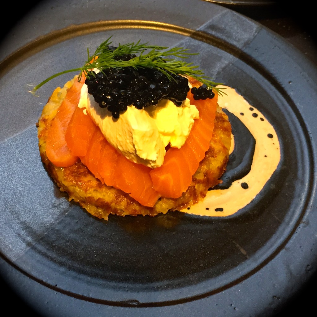 Latkes with Smoked Salmon / Mollydooker’s Carnival of Love Shiraz