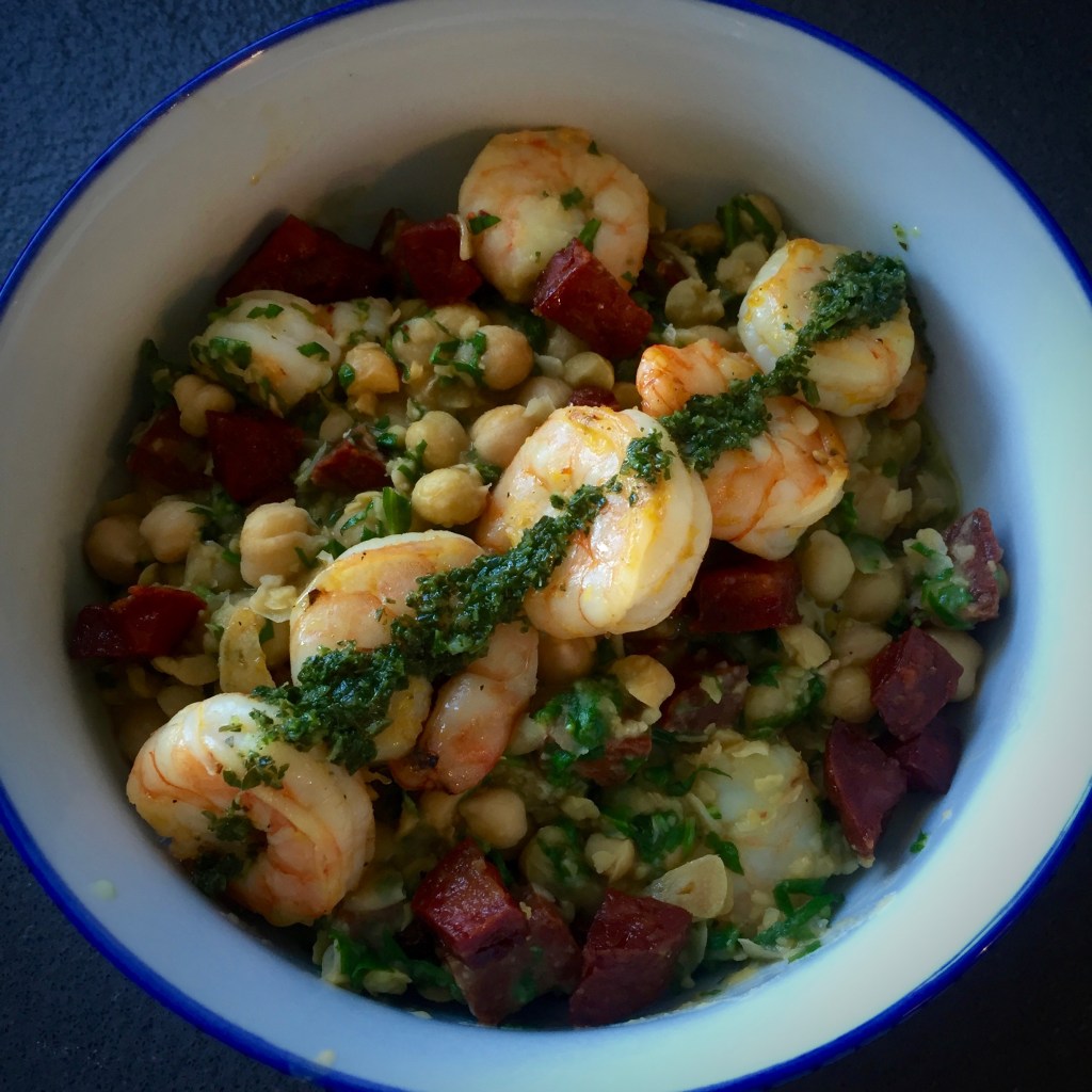 Chickpea, Shrimp and Chorizo Salad