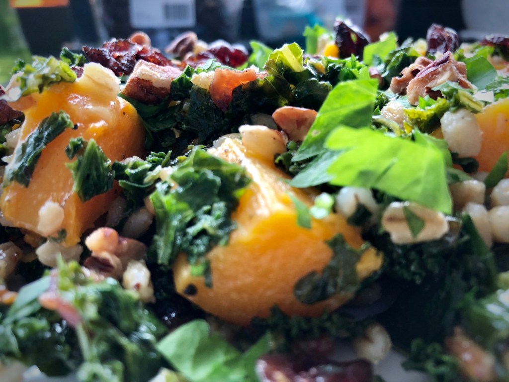 Maple Roasted Butternut Squash, Pearl Barley and Kale Salad