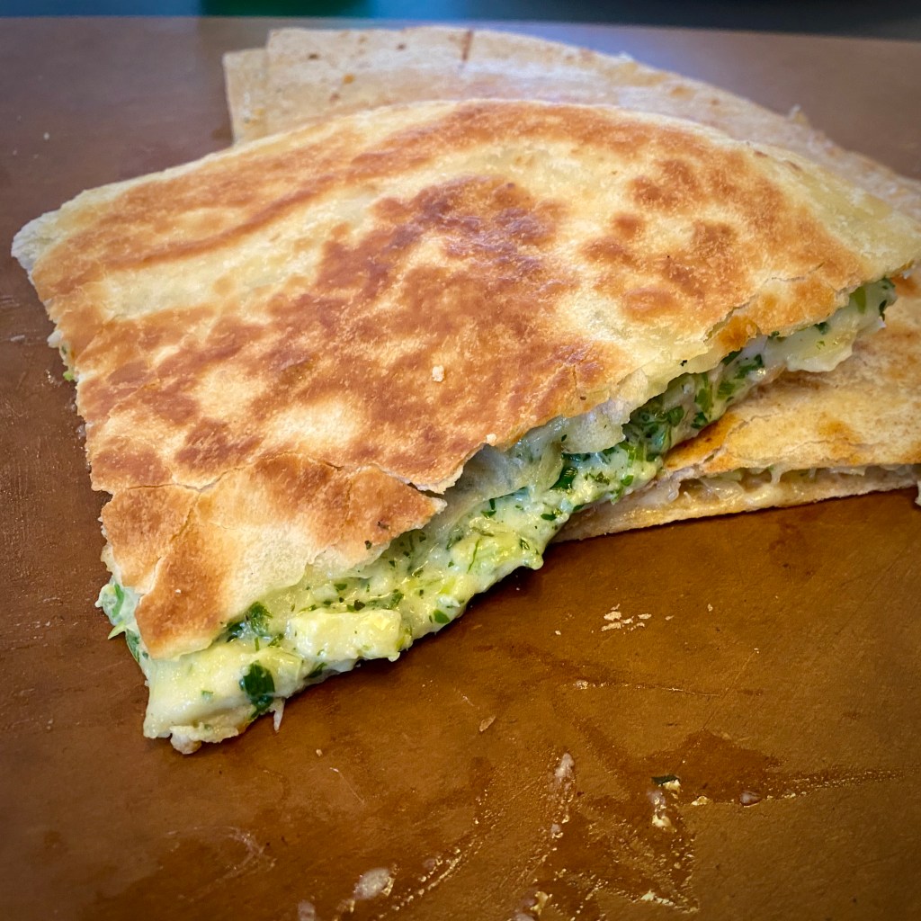 Creamy Garlic Chicken + Leek & Mustard Quesadillas